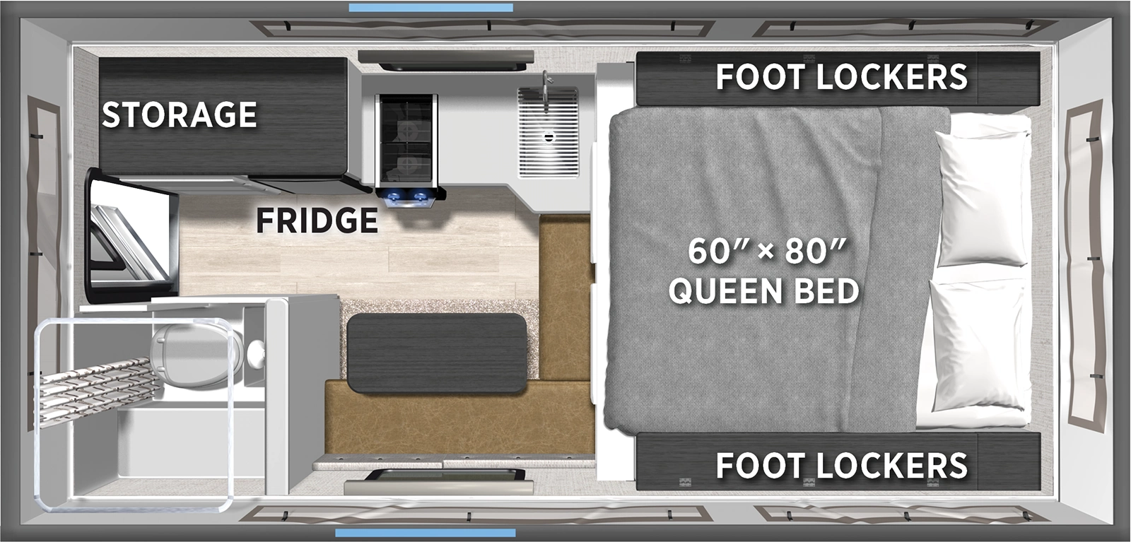 The Backpack Truck Camper SS-1251 floorplan features include: toilet.